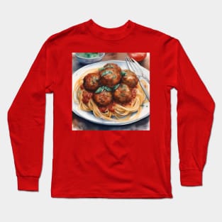 National Spaghetti Day - January 4 - Watercolor Long Sleeve T-Shirt